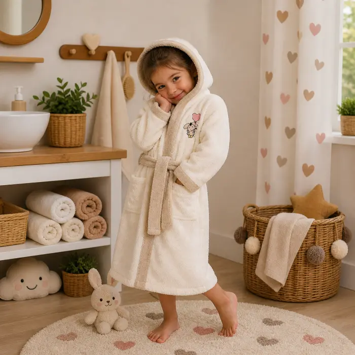 Детски халат Sunny - крем - 3/4 години - 3855 - Детски халат Sunny - крем - 3/4 години - 3855