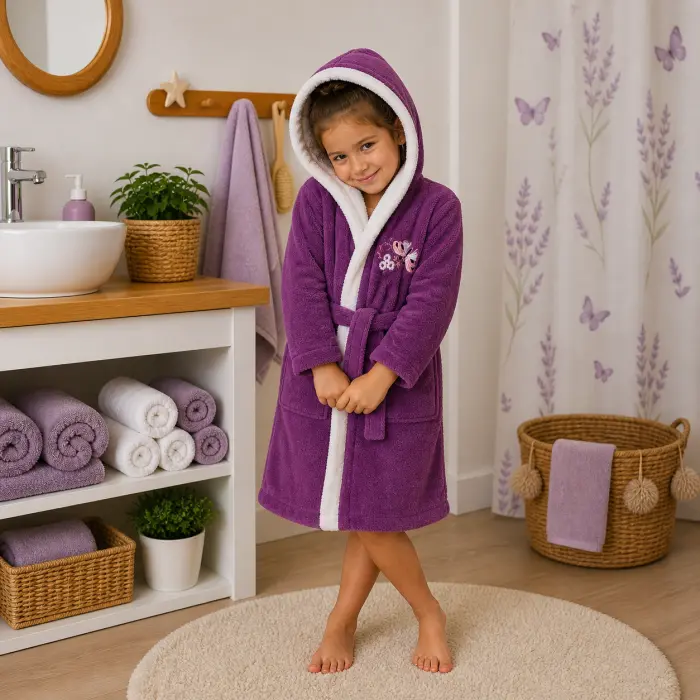 Детски халат Sunny - лилаво - 7/8 години - 3878 - Детски халат Sunny - лилаво - 7/8 години - 3878