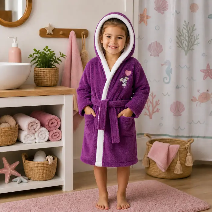 Детски халат Sunny - лилаво - 3/4 години - 3857 - Детски халат Sunny - лилаво - 3/4 години - 3857